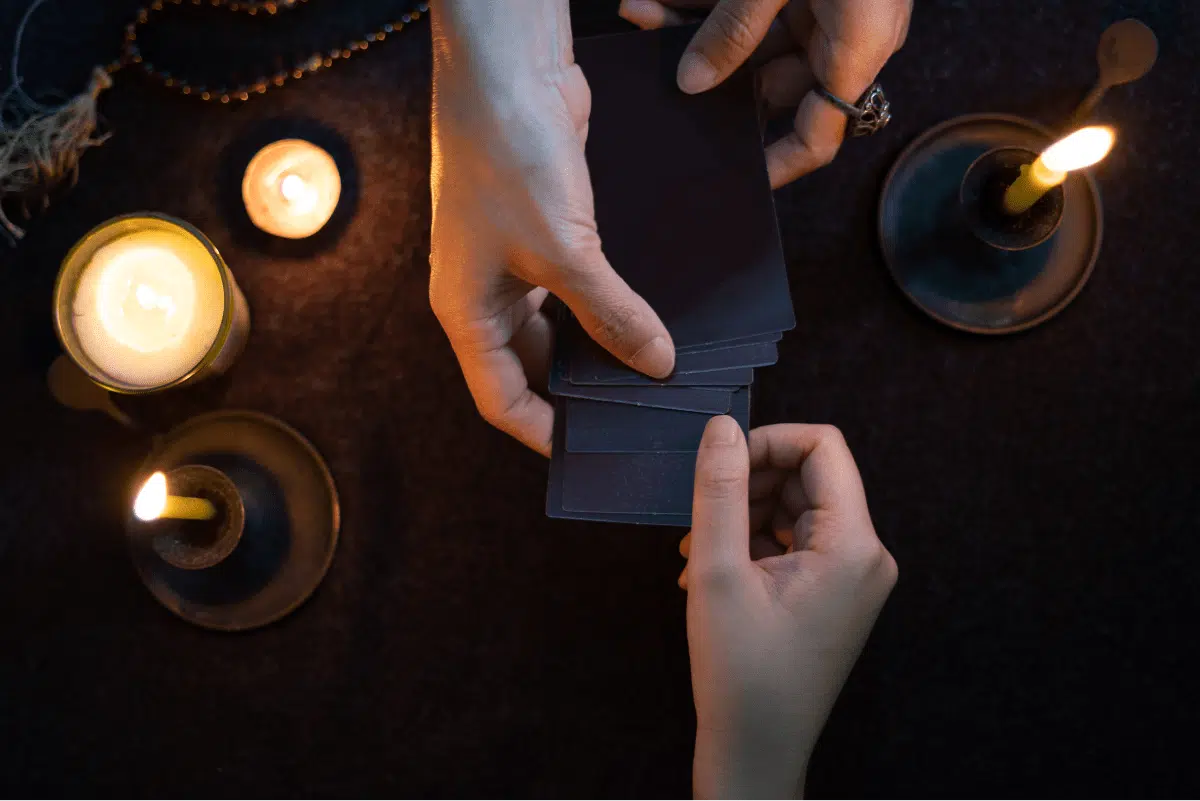 gypsy fortune tellers are predicting horoscopes customers using predictive gypsy cards